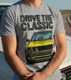 Drive The Classic VW Golf Mk2 GTI Late Model. T-shirt in Heather Grey Colour