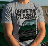 Drive The Classic VW Golf Mk2 Late Model. T-shirt in Heather Grey Colour