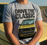 Drive The Classic VW Golf Mk2 Late Model. T-shirt in Heather Grey Colour