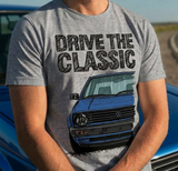 Drive The Classic VW Golf Mk2 Late Model. T-shirt in Heather Grey Colour