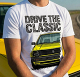 Drive The Classic VW Golf Mk2 Late Model. T-shirt in White Colour