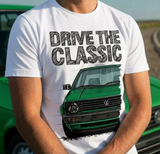 Drive The Classic VW Golf Mk2 Late Model. T-shirt in White Colour