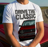 Drive The Classic VW Golf Mk2 Late Model. T-shirt in White Colour