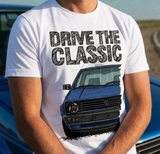Drive The Classic VW Golf Mk2 Late Model. T-shirt in White Colour