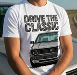 Drive The Classic VW Golf Mk2 Late Model. T-shirt in White Colour