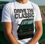 Drive The Classic VW Golf Mk2 Late Model. T-shirt in White Colour