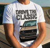 Drive The Classic VW Golf Mk2 Late Model. T-shirt in White Colour