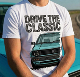 Drive The Classic VW Golf Mk2 Late Model. T-shirt in White Colour