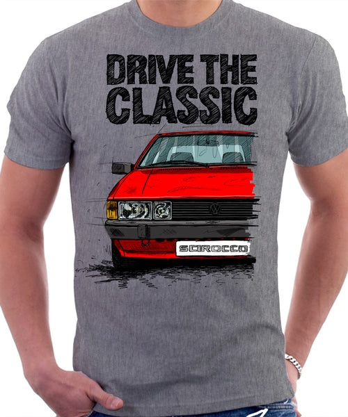 Drive The Classic VW Scirocco Mk2. T-shirt in Heather Grey Colour