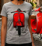 Ride The Classic Vespa. Women T-shirt in Heather Grey Colour