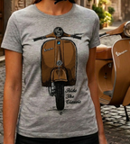 Ride The Classic Vespa. Women T-shirt in Heather Grey Colour
