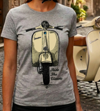 Ride The Classic Vespa. Women T-shirt in Heather Grey Colour