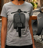 Ride The Classic Vespa. Women T-shirt in Heather Grey Colour