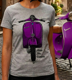 Ride The Classic Vespa. Women T-shirt in Heather Grey Colour