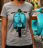 Ride The Classic Vespa. Women T-shirt in Heather Grey Colour