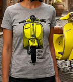 Ride The Classic Vespa. Women T-shirt in Heather Grey Colour