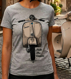 Ride The Classic Vespa. Women T-shirt in Heather Grey Colour