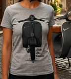 Ride The Classic Vespa. Women T-shirt in Heather Grey Colour