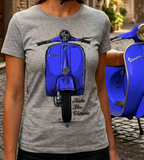 Ride The Classic Vespa. Women T-shirt in Heather Grey Colour