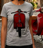 Ride The Classic Vespa. Women T-shirt in Heather Grey Colour
