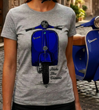 Ride The Classic Vespa. Women T-shirt in Heather Grey Colour