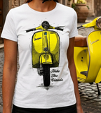 Ride The Classic Vespa. Women T-shirt in White Colour