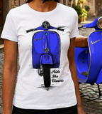 Ride The Classic Vespa. Women T-shirt in White Colour