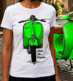 Ride The Classic Vespa. Women T-shirt in White Colour