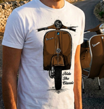 Ride The Classic Vespa. T-shirt in White Colour