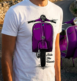Ride The Classic Vespa. T-shirt in White Colour
