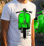 Ride The Classic Vespa. T-shirt in White Colour