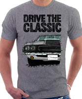 Drive The Classic Dodge Challenger 1970 Black Hood. T-shirt in Heather Grey Colour