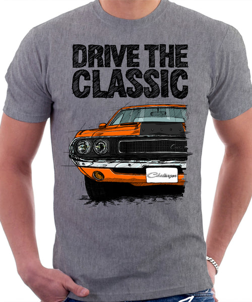 Drive The Classic Dodge Challenger 1970 Black Hood. T-shirt in