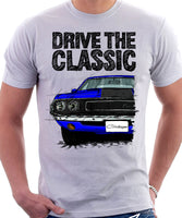 Drive The Classic Dodge Challenger 1970 Black Hood. T-shirt in White Colour