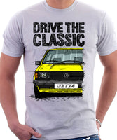 Drive The Classic VW Jetta Mk1. T-shirt in White Colour