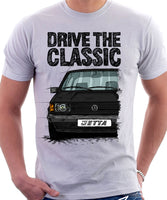 Drive The Classic VW Jetta Mk1. T-shirt in White Colour