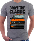 Drive The Classic VW Jetta Mk2 Early Model. T-shirt in Heather Grey Colour
