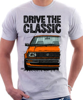 Drive The Classic VW Jetta Mk2 Early Model. T-shirt in White Colour
