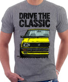 Drive The Classic VW Jetta Mk2 Late Model. T-shirt in Heather Grey Colour