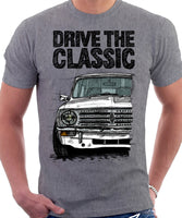 Drive The Classic Mini Clubman Chrome Grille. T-shirt in Heather Grey Colour