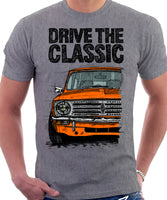Drive The Classic Mini Clubman Chrome Grille. T-shirt in Heather Grey Colour