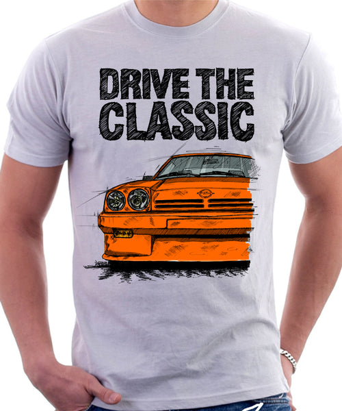 Drive The Classic Opel Manta B Round Lights. T-shirt in White Colour