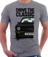 Drive The Classic Ford Escort MK2. T-shirt in Heather Grey Colour