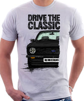 Drive The Classic Ford Escort MK2. T-shirt in White Colour