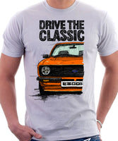 Drive The Classic Ford Escort MK2. T-shirt in White Colour