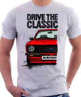 Drive The Classic Ford Escort MK2. T-shirt in White Colour