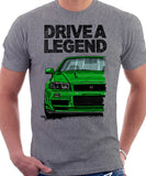 Drive A Legend Nissan Skyline R34. T-shirt in Heather Grey Colour
