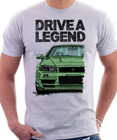 Drive A Legend Nissan Skyline R34. T-shirt in White Colour