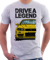 Drive A Legend Nissan Skyline R34. T-shirt in White Colour