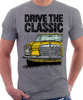 Drive The Classic Mercedes W114/115 Early Model. T-shirt in Heather Grey Colour